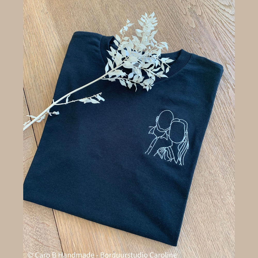 T-shirt met lijntekening - Familieportret - Vaderdag - Moederdag - Caro B Handmade