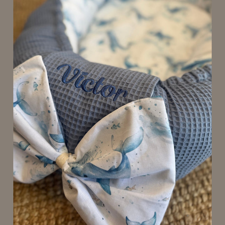 Handgemaakt Babynest Waterdieren – Exclusieve Stoffen & met Naam Caro B Handmade