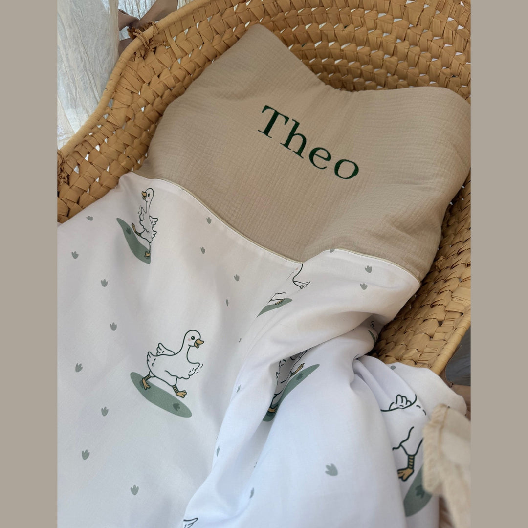 Babydeken op basis van het geboortekaartje - Geborduurd met naam Caro B Handmade