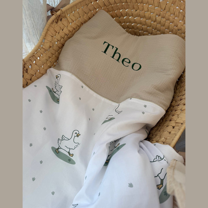 Babydeken op basis van het geboortekaartje - Geborduurd met naam Caro B Handmade