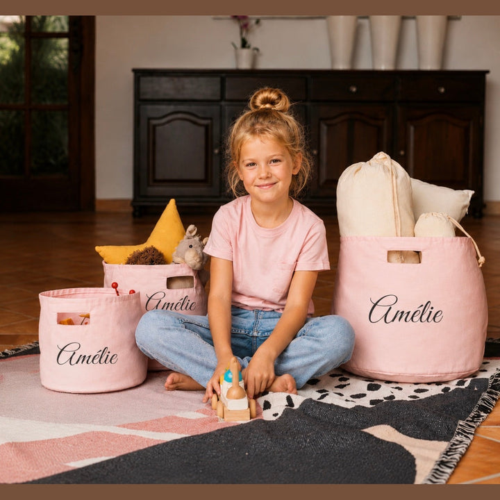 Geborduurde Speelgoedmanden - 3 stuks met naam - Roos Caro B Handmade