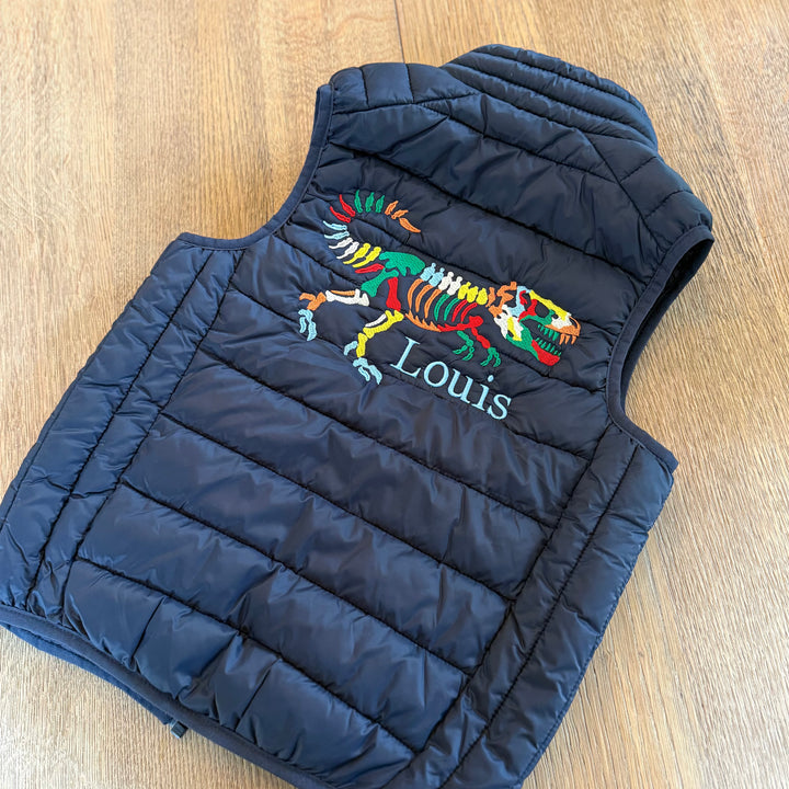 Gepersonaliseerde kinderbodywarmer met dino en naam