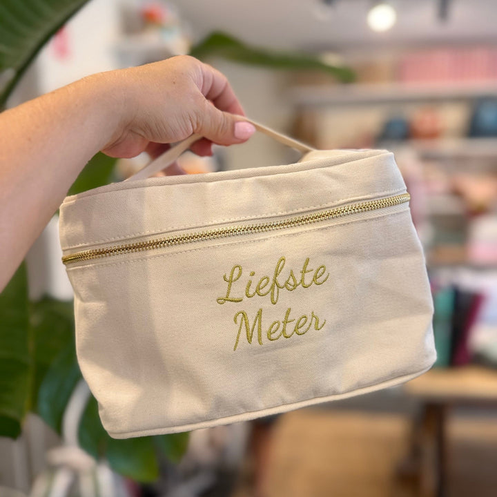 Toilettas geborduurd met naam - Zachte beautycase Caro B Handmade - Signature Collection