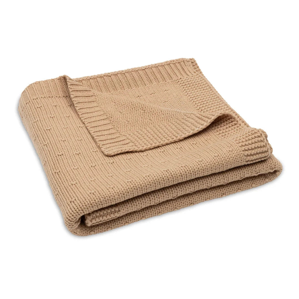 Couverture de berceau brodée et tricotée avec nom - Jollein - Marron