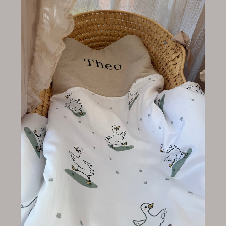 Babydeken op basis van het geboortekaartje - Geborduurd met naam Caro B Handmade