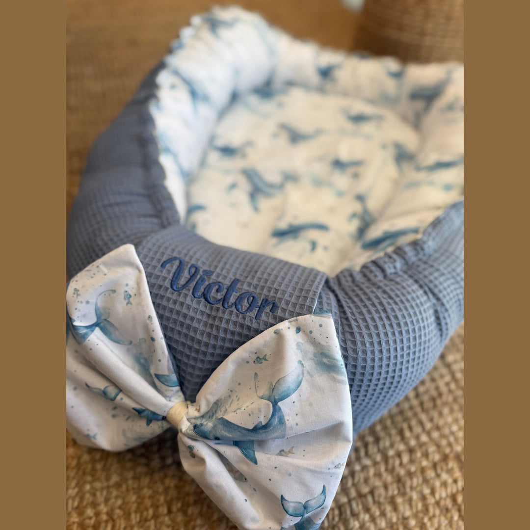 Handgemaakt Babynest Waterdieren – Exclusieve Stoffen & met Naam Caro B Handmade