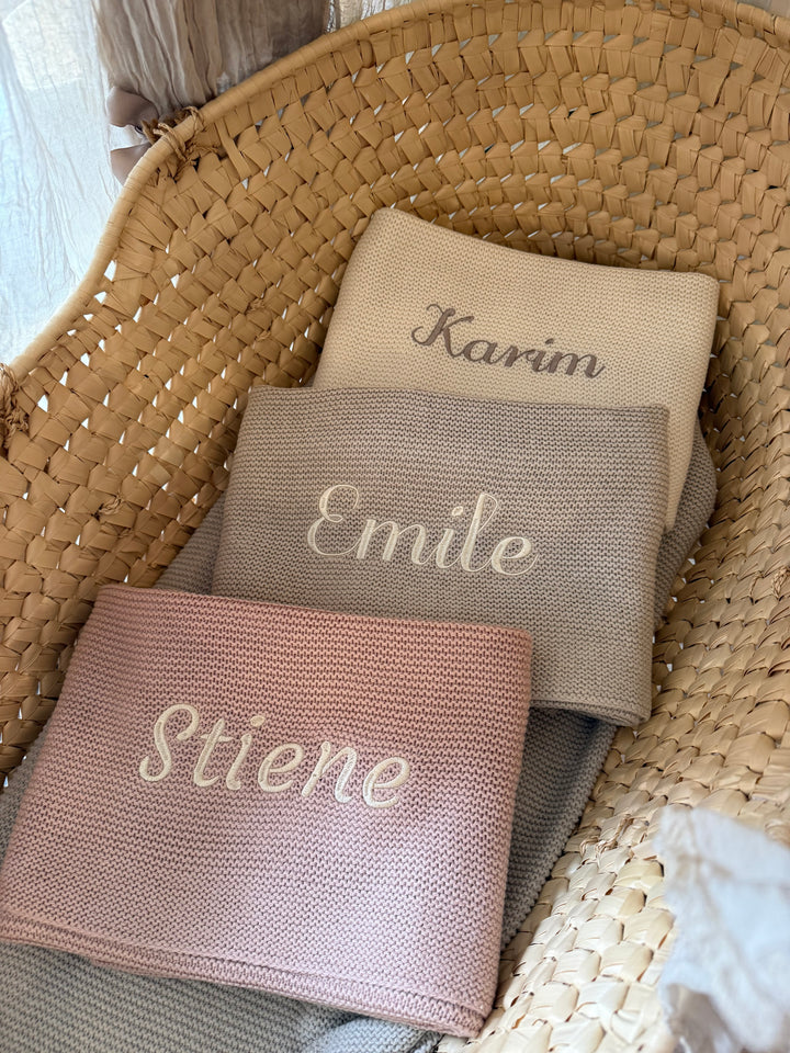 Jollein Babydeken Basic Knit met Naam - Borduren