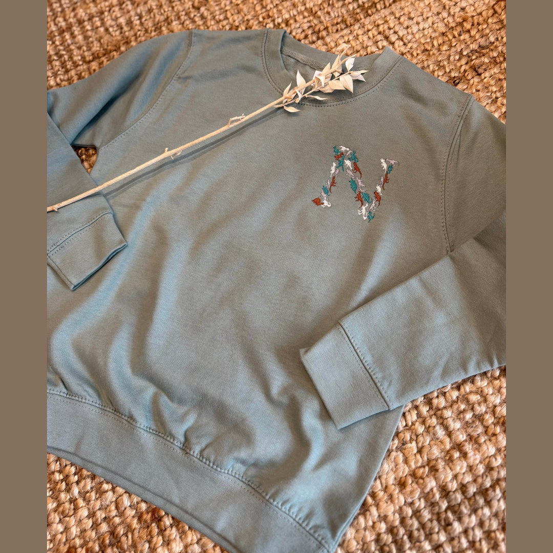 Dino sweater voor kinderen - Initiaal - Geborduurd - Caro B Handmade