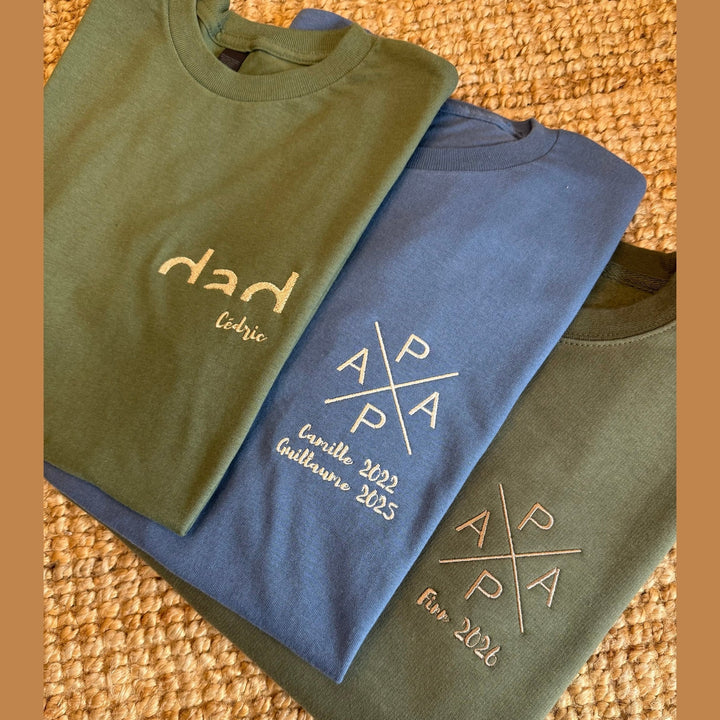 T-shirt DAD, Vake, Papa - Draag je kindjes op je hart - Borduren