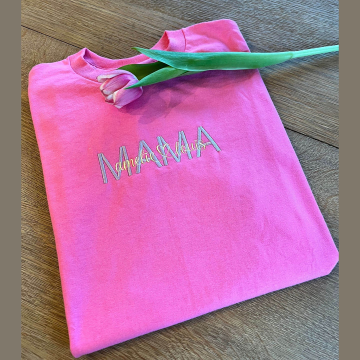 Geborduurde t-shirt voor mama, metie, oma - Moederdag - Caro B Handmade