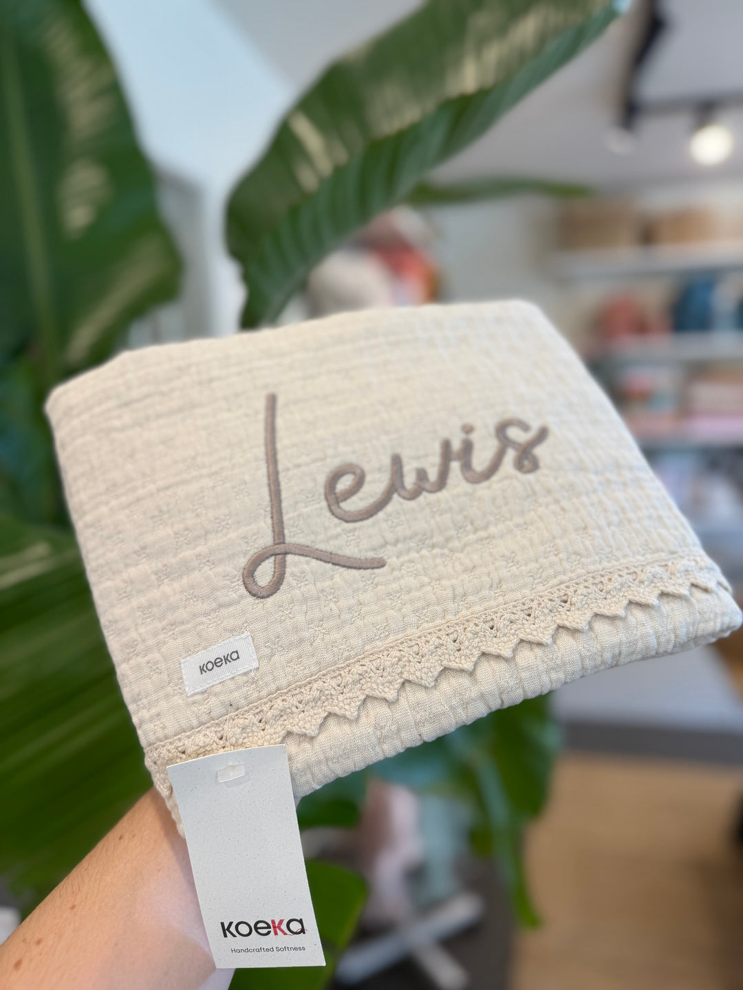 Koeka Babydeken Lace Elba met Naam - Borduren