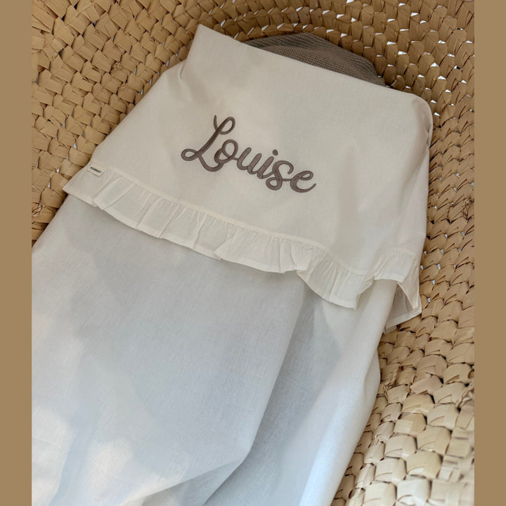 Koeka Wieglaken Faro Ruffle met Naam - Borduren Koeka