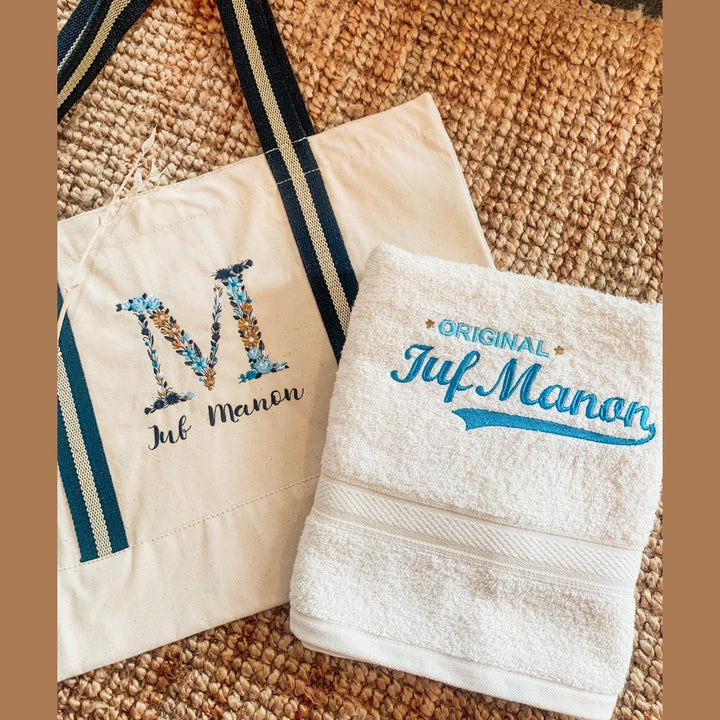 Geborduurde handdoek voor je juf of meester - Eindeschooljaar