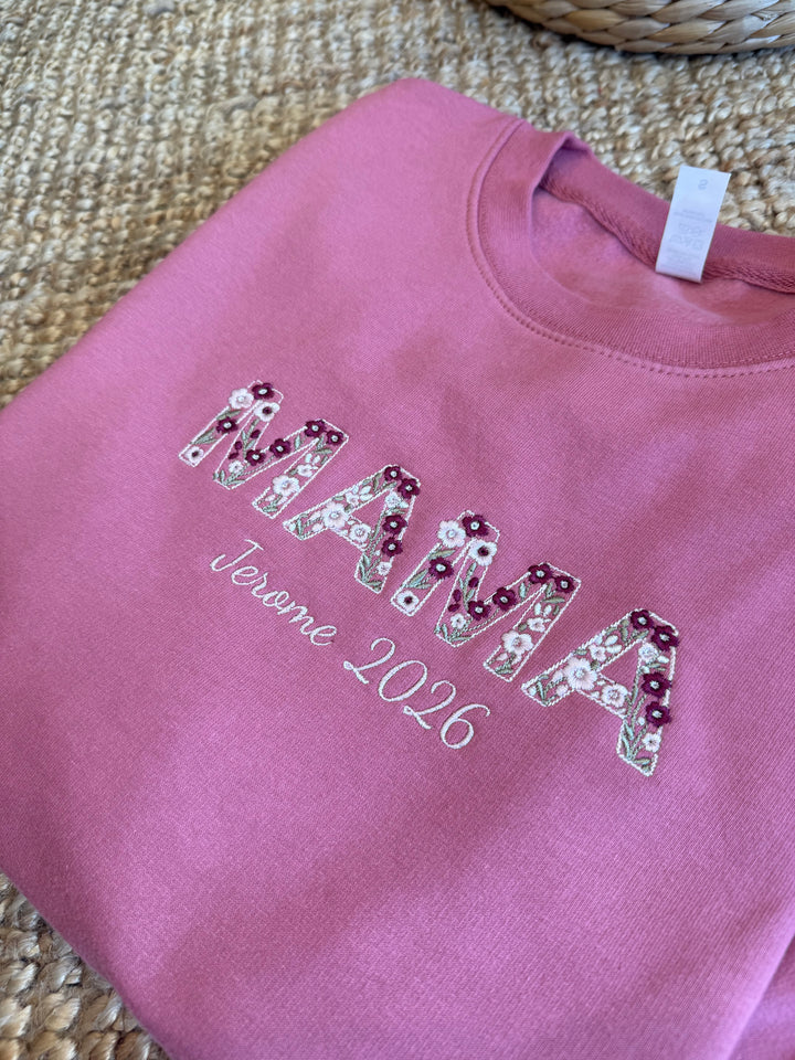 Mama Sweater met Bloemen & Namen