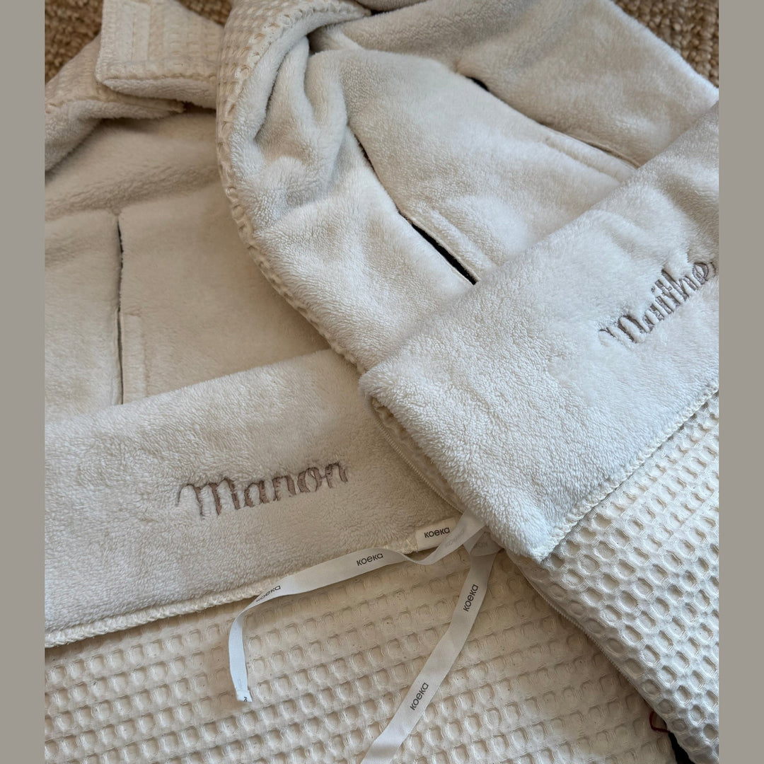 Voetenzak Wafel/teddy Oslo met Naam - Borduren - Natural Koeka