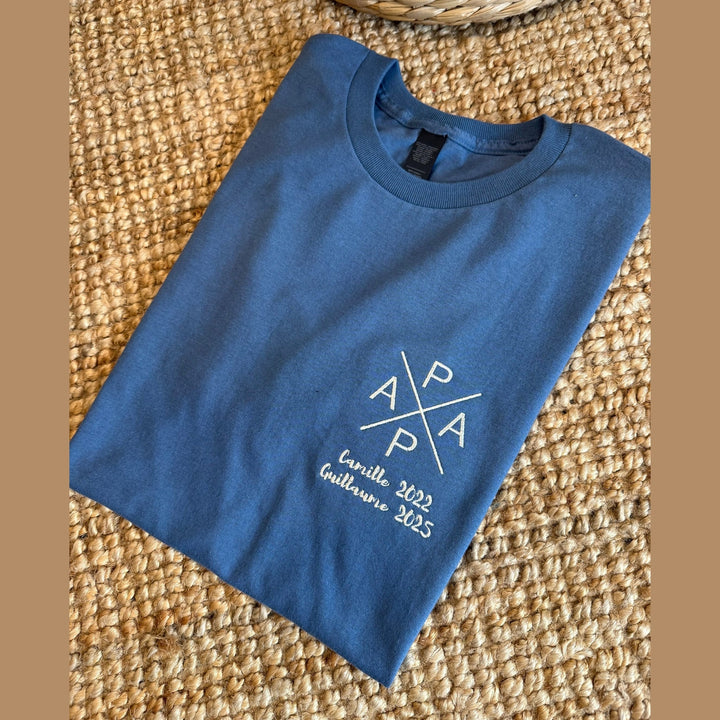 T-shirt DAD, Vake, Papa - Draag je kindjes op je hart - Borduren