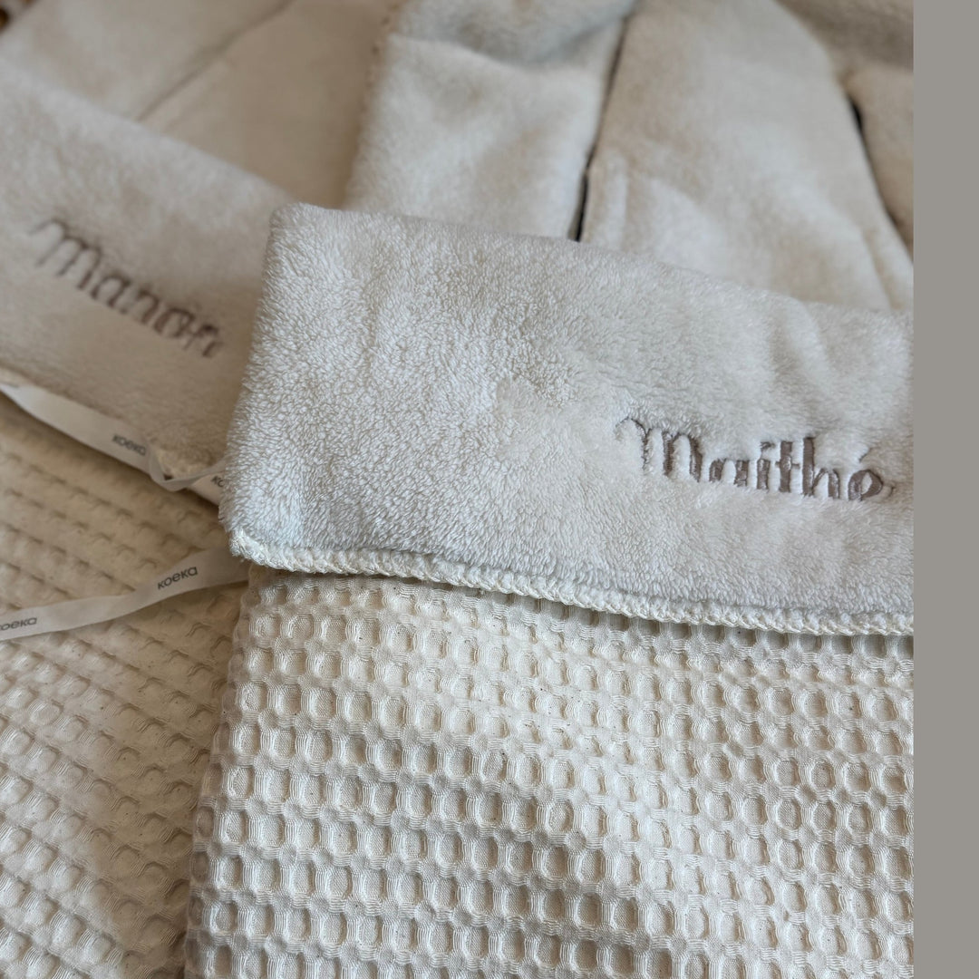 Voetenzak Wafel/teddy Oslo met Naam - Borduren - Natural Koeka