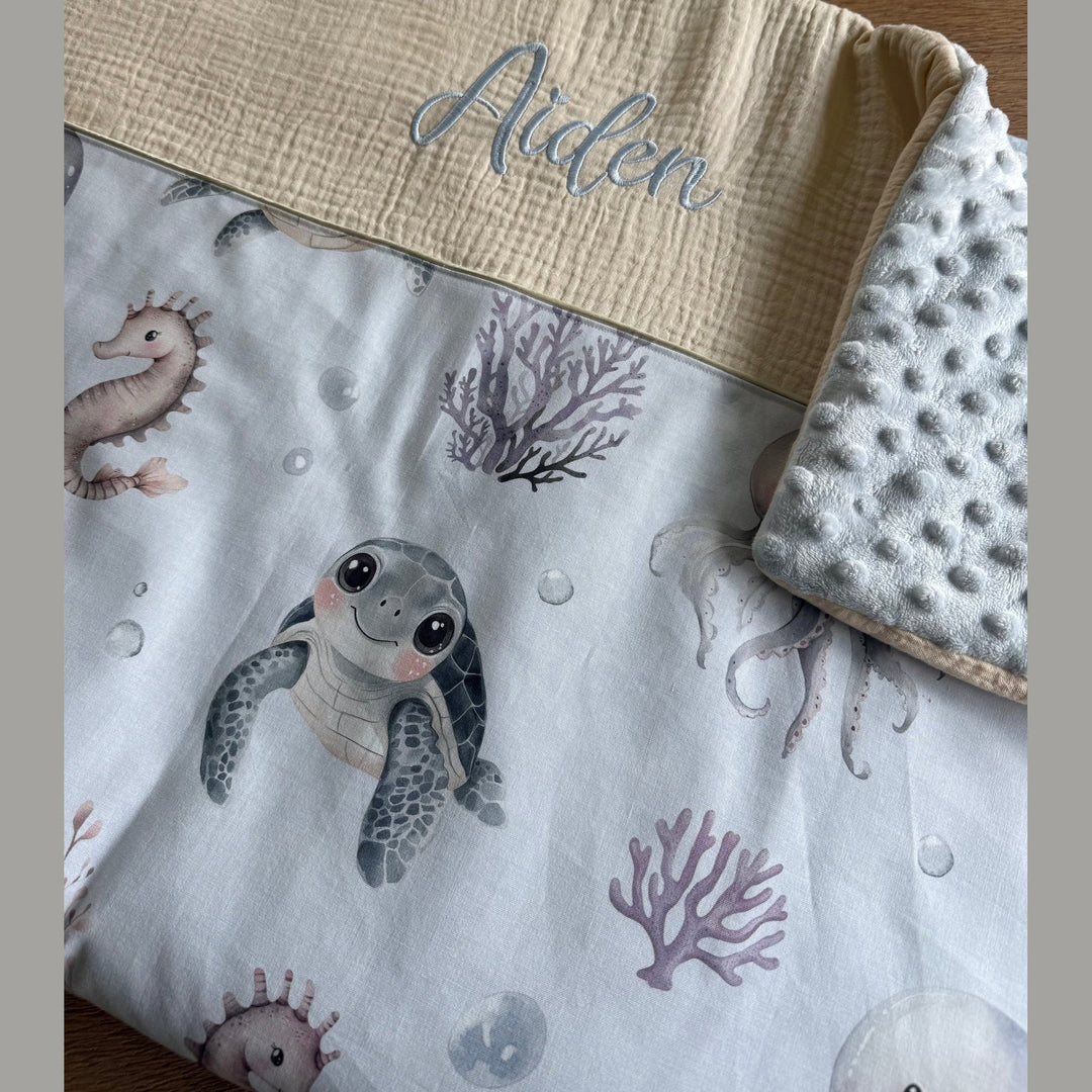 Handgemaakt Babydeken Waterdieren – Exclusieve Stoffen & met Naam Caro B Handmade