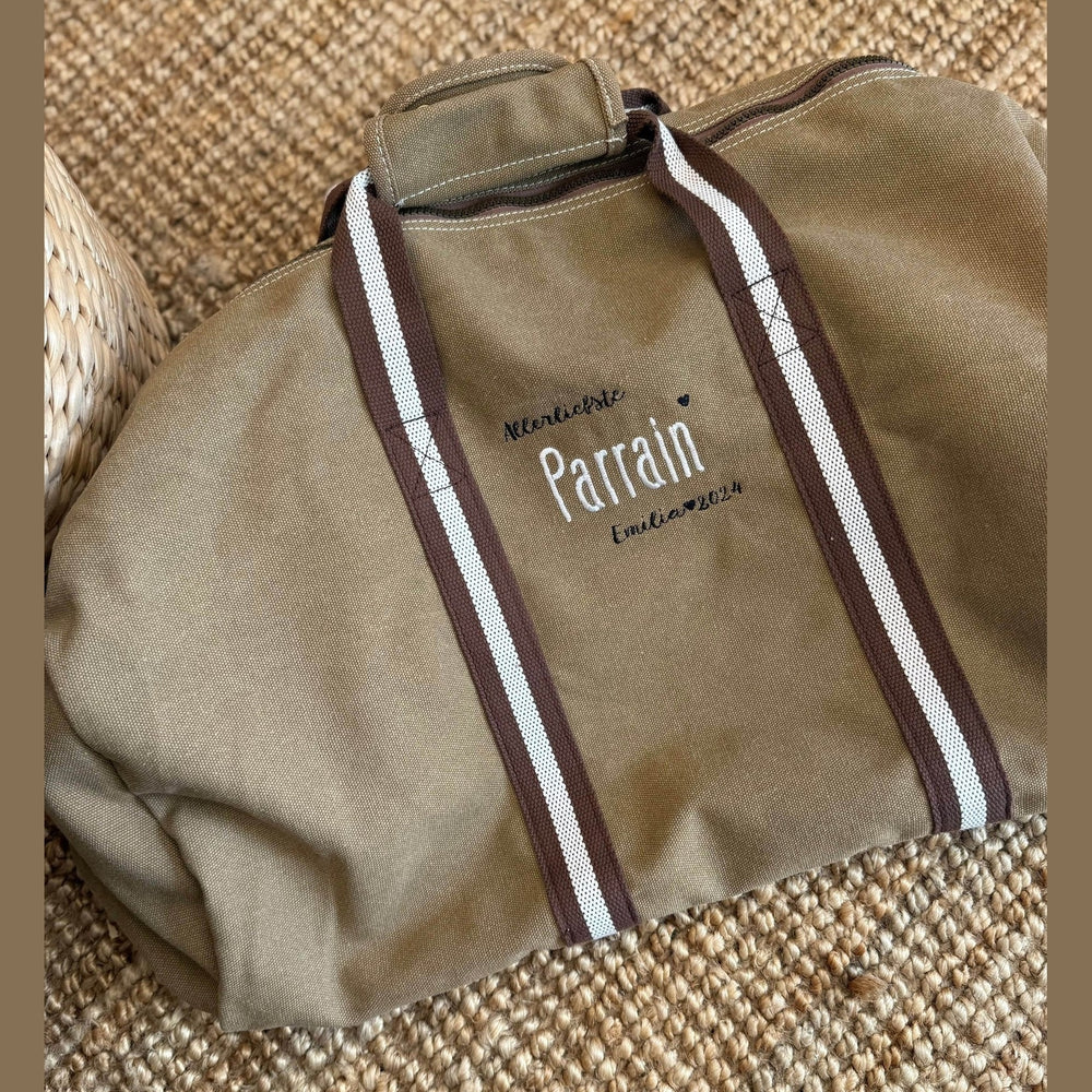 Vintage Weekendtas Geborduurd met Naam - Sporttas - Caro B Handmade