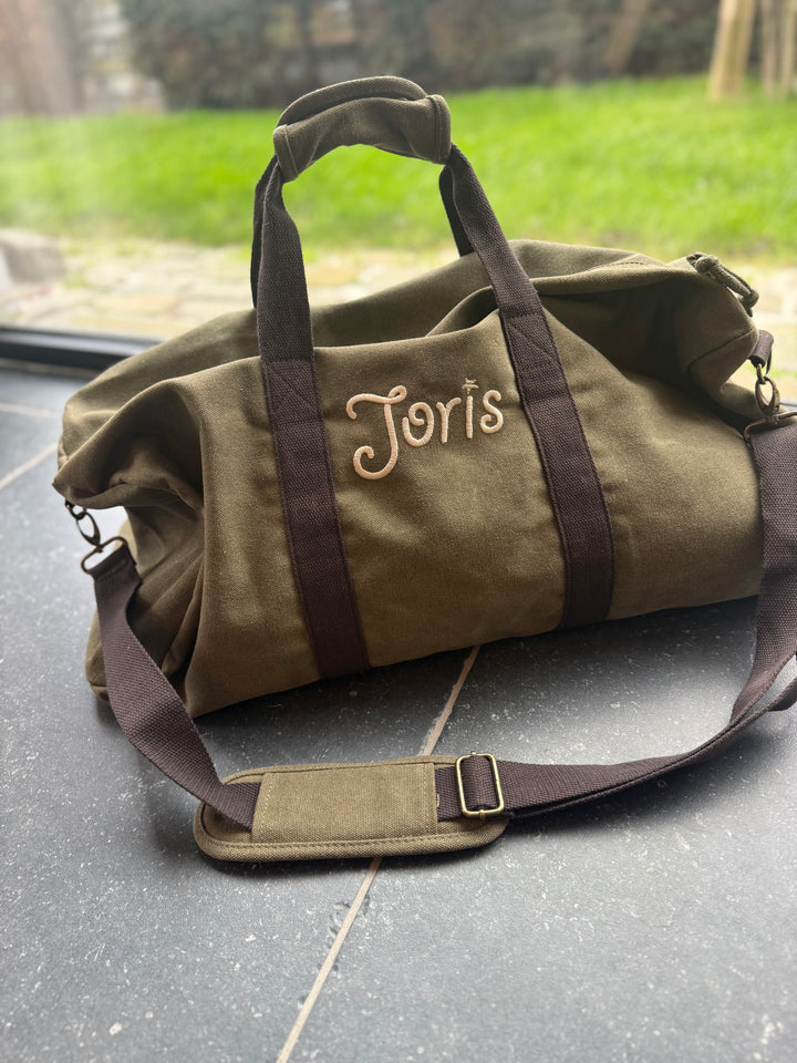 Men Survival Kit met naam – weekendtas, toilettas en handdoek