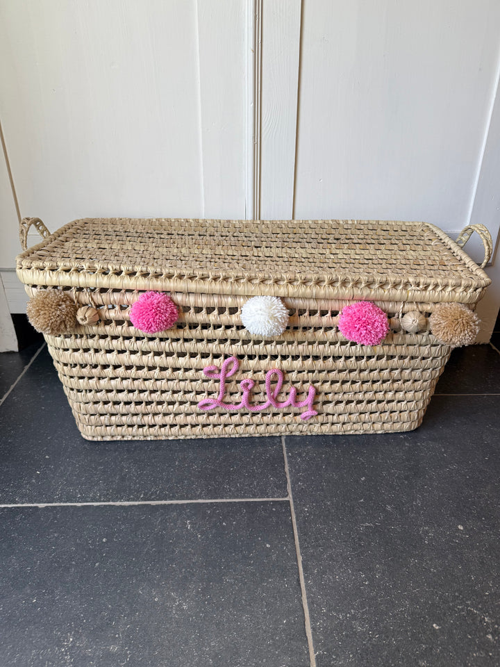 Luxe Speelgoedmand BIG 80 cm met Naam - Handgemaakt & Gepersonaliseerd