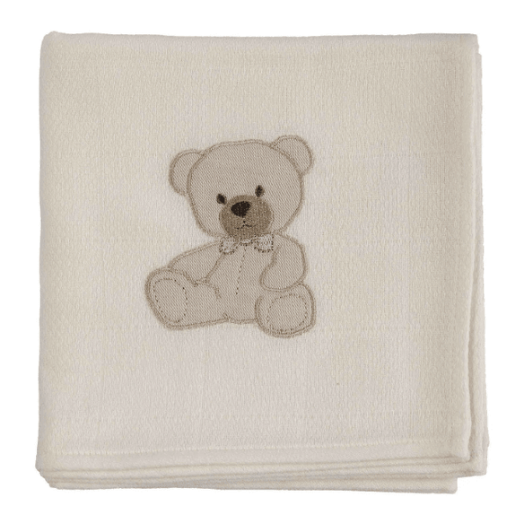 Baby Gi Sweet Teddy Cotton Muslin - Borduur met Naam - Ivoor - Caro B Handmade
