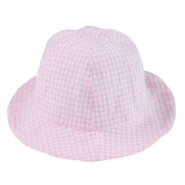 Baby Gi Zomerhoed voor baby - Geborduurd met naam - Pink Vichy - Caro B Handmade