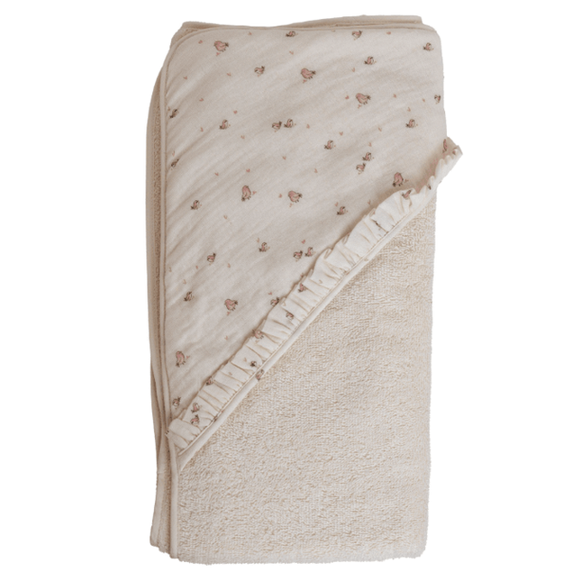 Baby Gi Badcape Geborduurd met naam - Birdie - Roos - Caro B Handmade