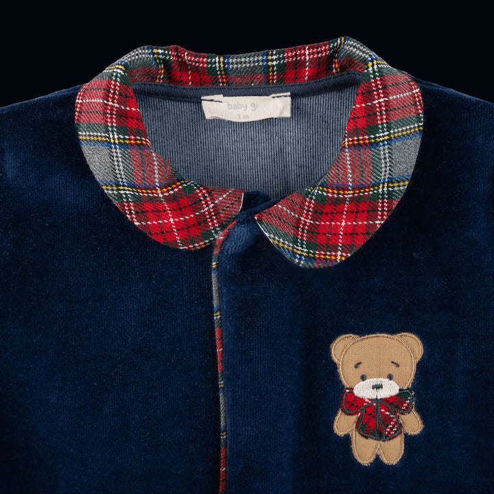 Baby Gi Kerst Boxpakje - Blauw Tartan - Borduren met Naam - Caro B Handmade