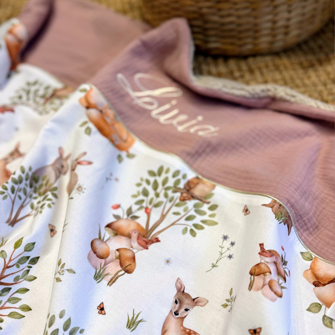 Handgemaakt Babydeken Bosdieren – Exclusieve Stoffen & met Naam Caro B Handmade