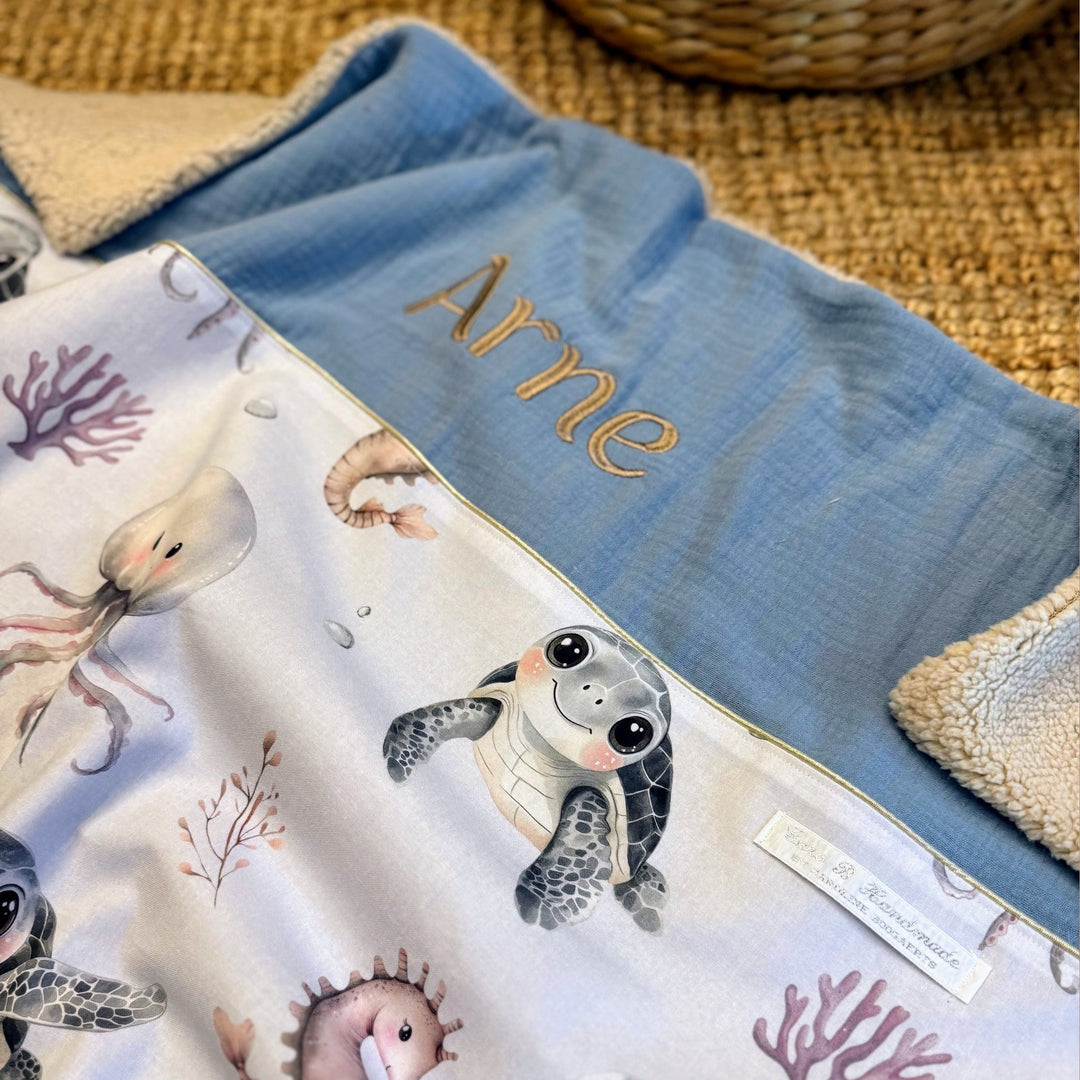 Handgemaakt Babydeken Waterdieren – Exclusieve Stoffen & met Naam Caro B Handmade
