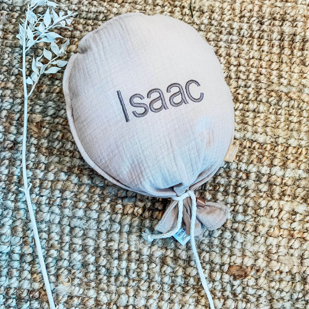 Jollein Ballon 25x50cm Geborduurd met naam - Party Collection - Biscuit - Caro B Handmade