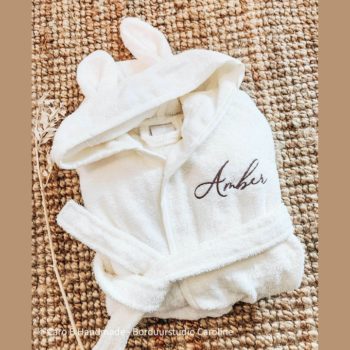 Jollein Badjas Geborduurd met Naam - Ivory - Caro B Handmade