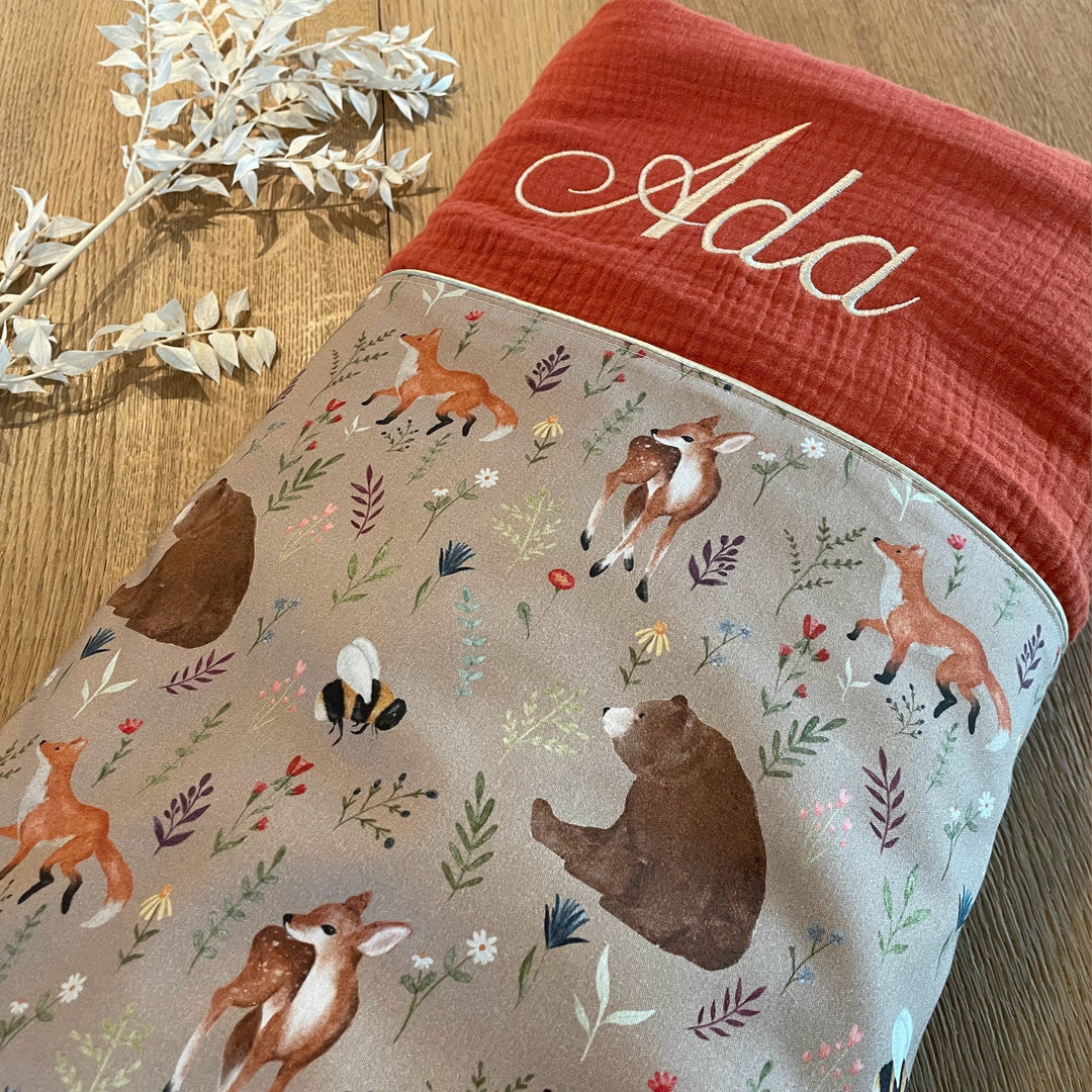 Handgemaakt Babydeken Bosdieren – Exclusieve Stoffen & met Naam Caro B Handmade