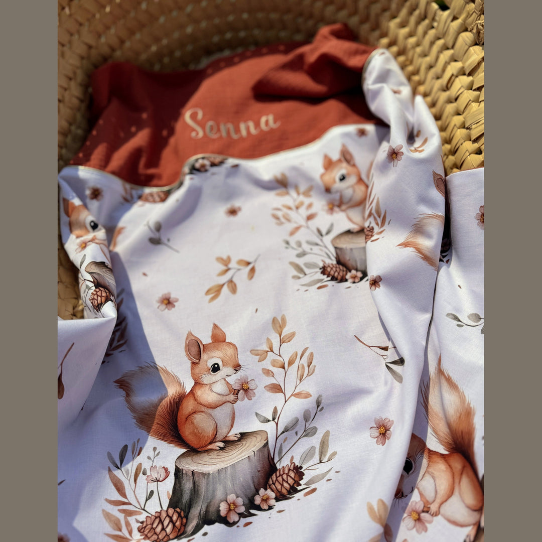 Handgemaakt Babydeken Bosdieren – Exclusieve Stoffen & met Naam Caro B Handmade
