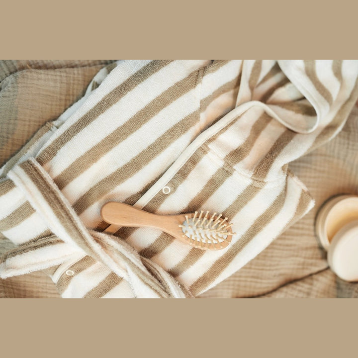 Badjas - badponcho - jollein - strepen - geborduurd met naam - Caro B Handmade