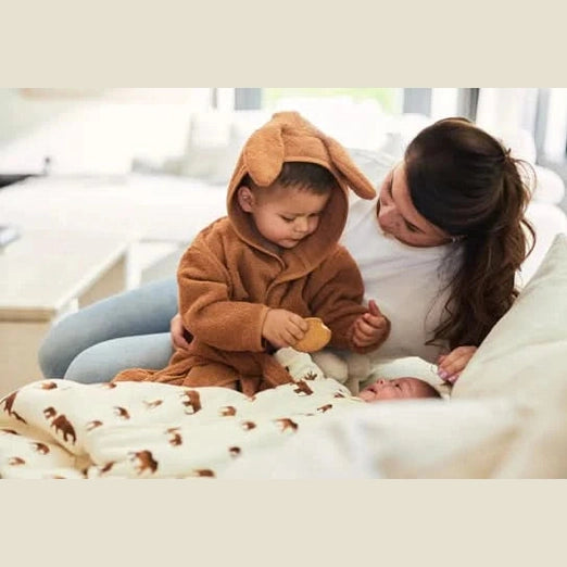 Badjas geborduurd met naam -  100% katoen - Jollein - Jeans Blue