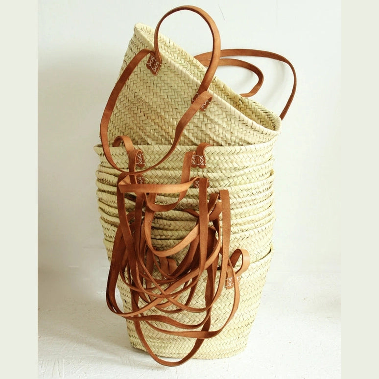 Groot Boodschappenmand Handgemaakt - Lederen linten Caro B Handmade