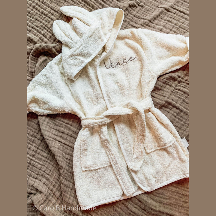 Jollein Badjas Geborduurd met Naam - Ivory - Caro B Handmade