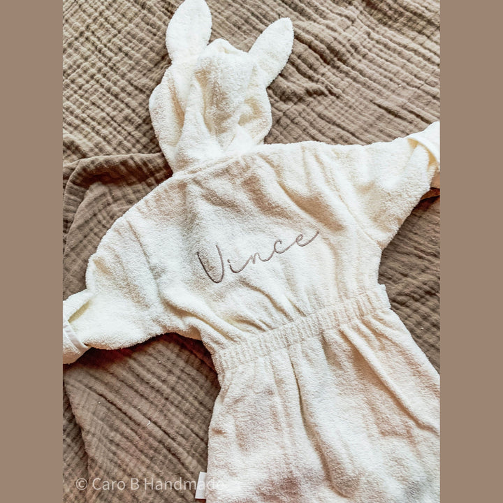Jollein Badjas Geborduurd met Naam - Ivory - Caro B Handmade