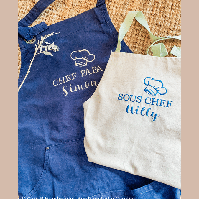 Gepersonaliseerde twinning schorten voor papa & kind of peter & petekind