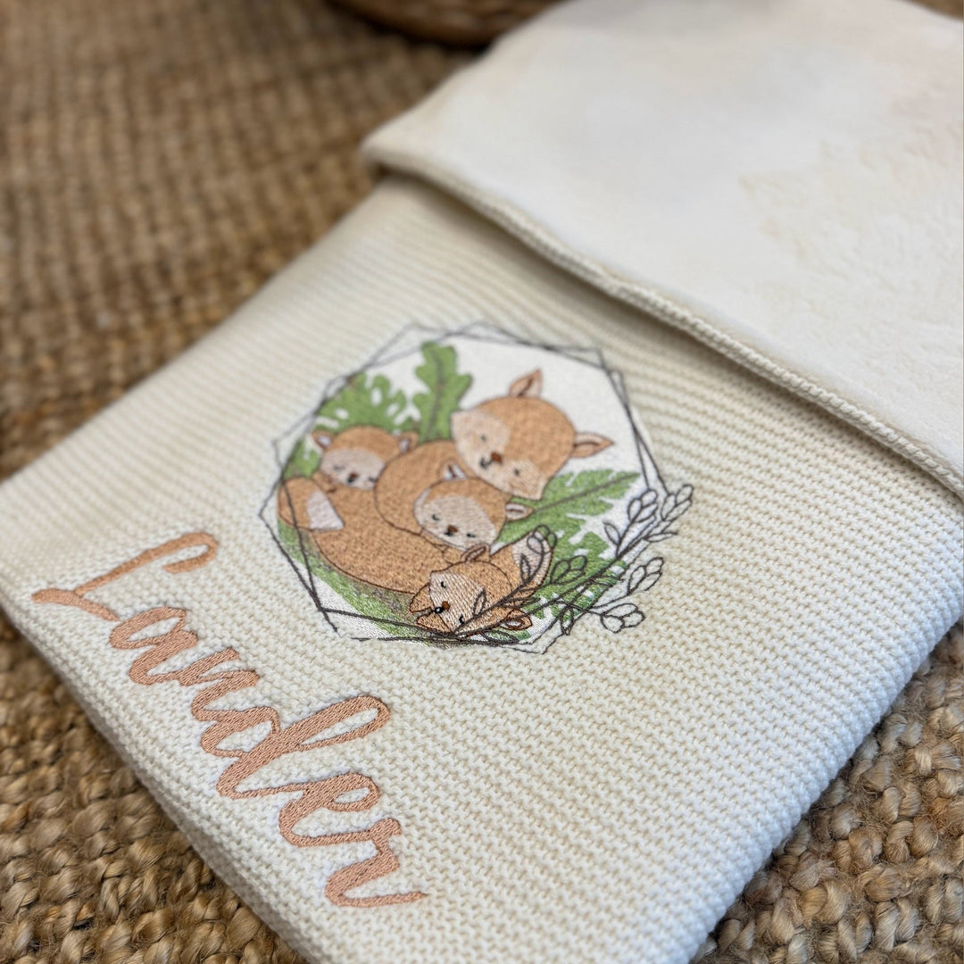 Babydekentje met geboortekaartje – jouw verhaal op zacht textiel Caro B Handmade