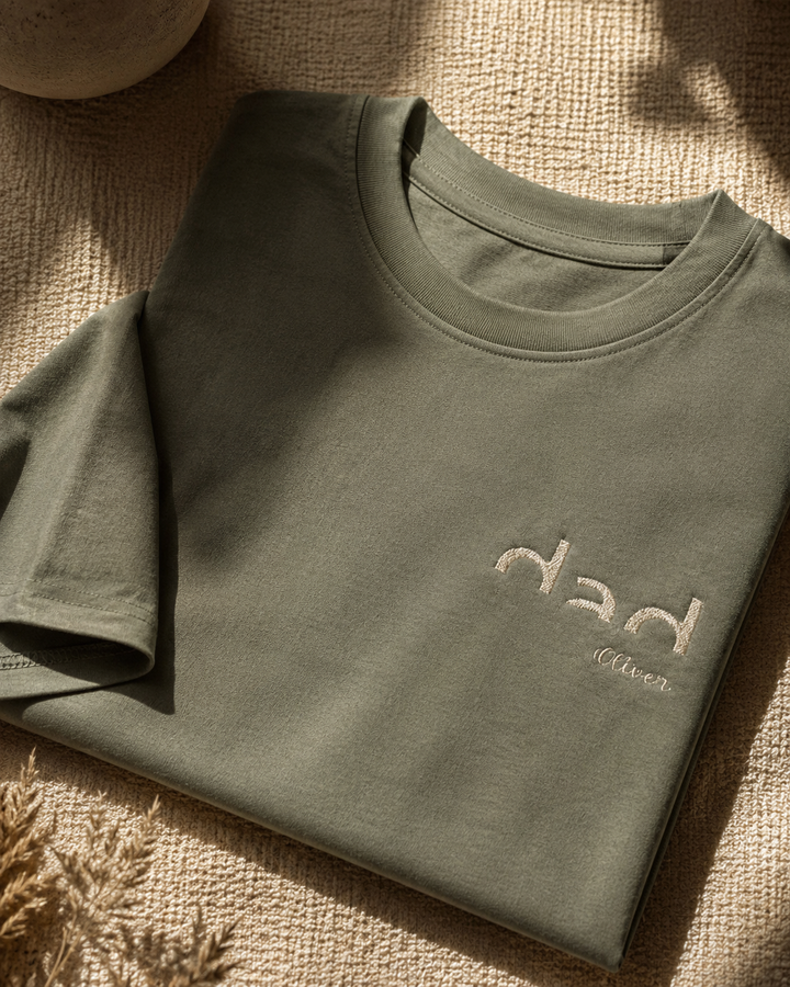 Dad T-shirt Minimalist met Naam Kindjes - Borduur