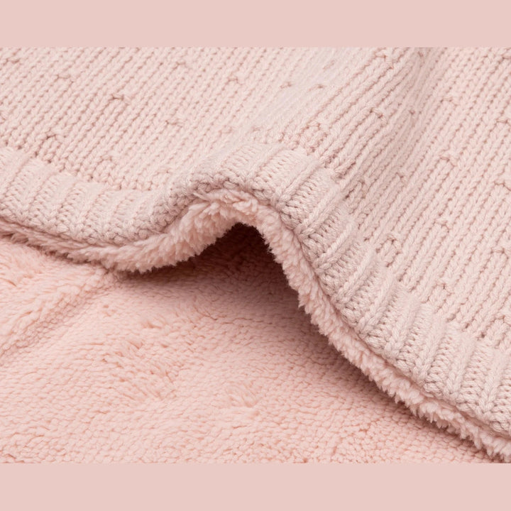 Couverture bébé tricotée en polaire - Jollein - Brodée du prénom - Beige
