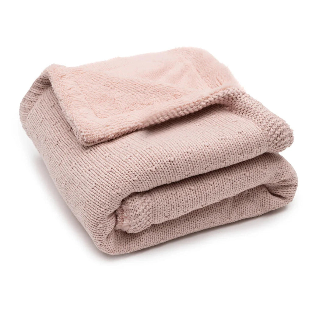 Couverture bébé tricotée en polaire - Jollein - Brodée du prénom - Beige