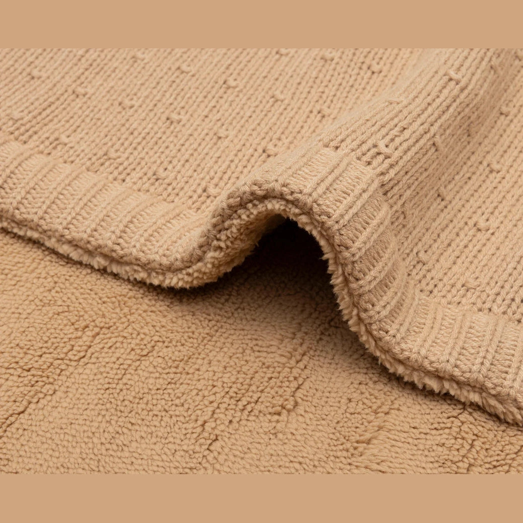 Couverture bébé tricotée en polaire - Jollein - Brodée du prénom - Beige