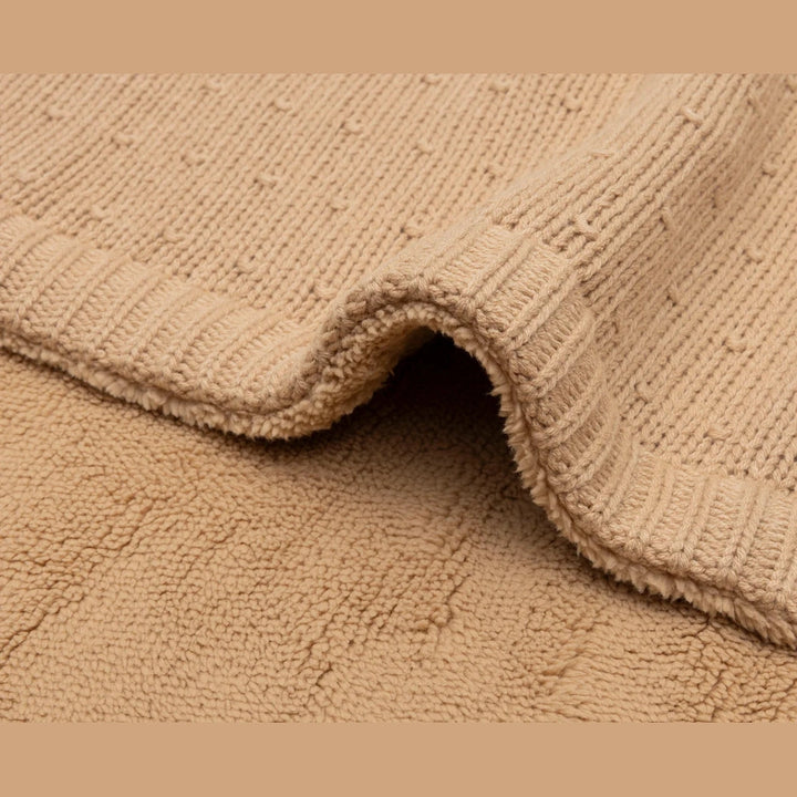 Couverture bébé tricotée en polaire - Jollein - Brodée du prénom - Beige