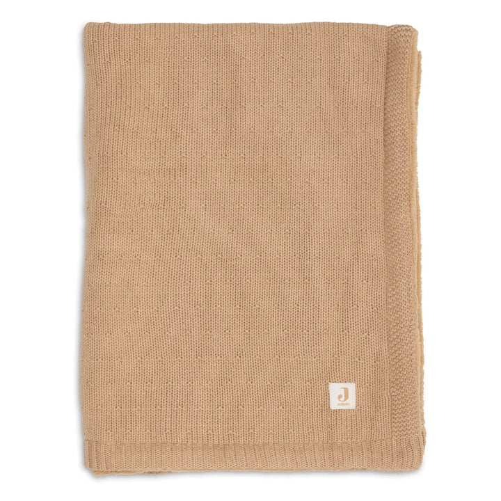 Couverture bébé tricotée en polaire - Jollein - Brodée du prénom - Beige