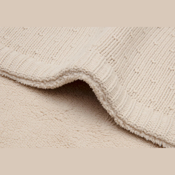 Couverture bébé tricotée en polaire - Jollein - Brodée du prénom - Beige