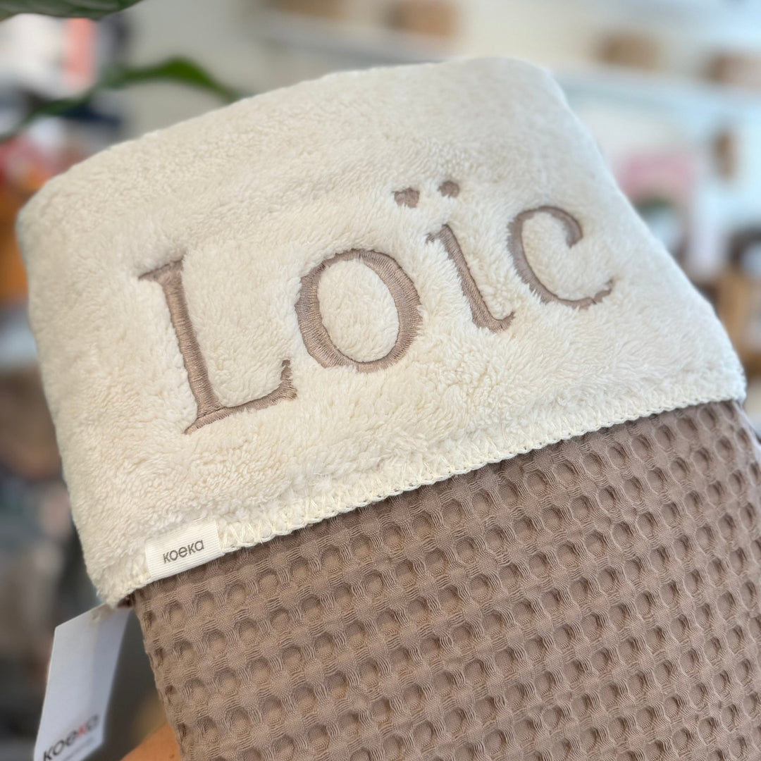 Koeka Deken Oslo Wafel/teddy met naam - Borduren Koeka